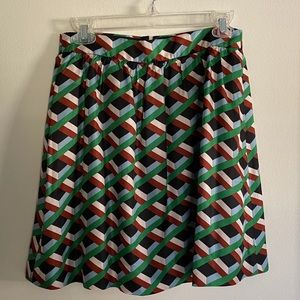JCrew geometric print silk skirt